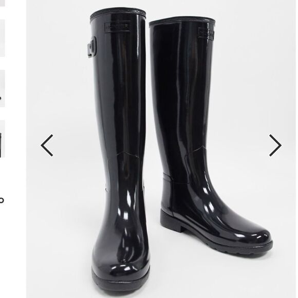 Hunter Original Refined tall wellington boots in black gloss - Picture 1 of 11